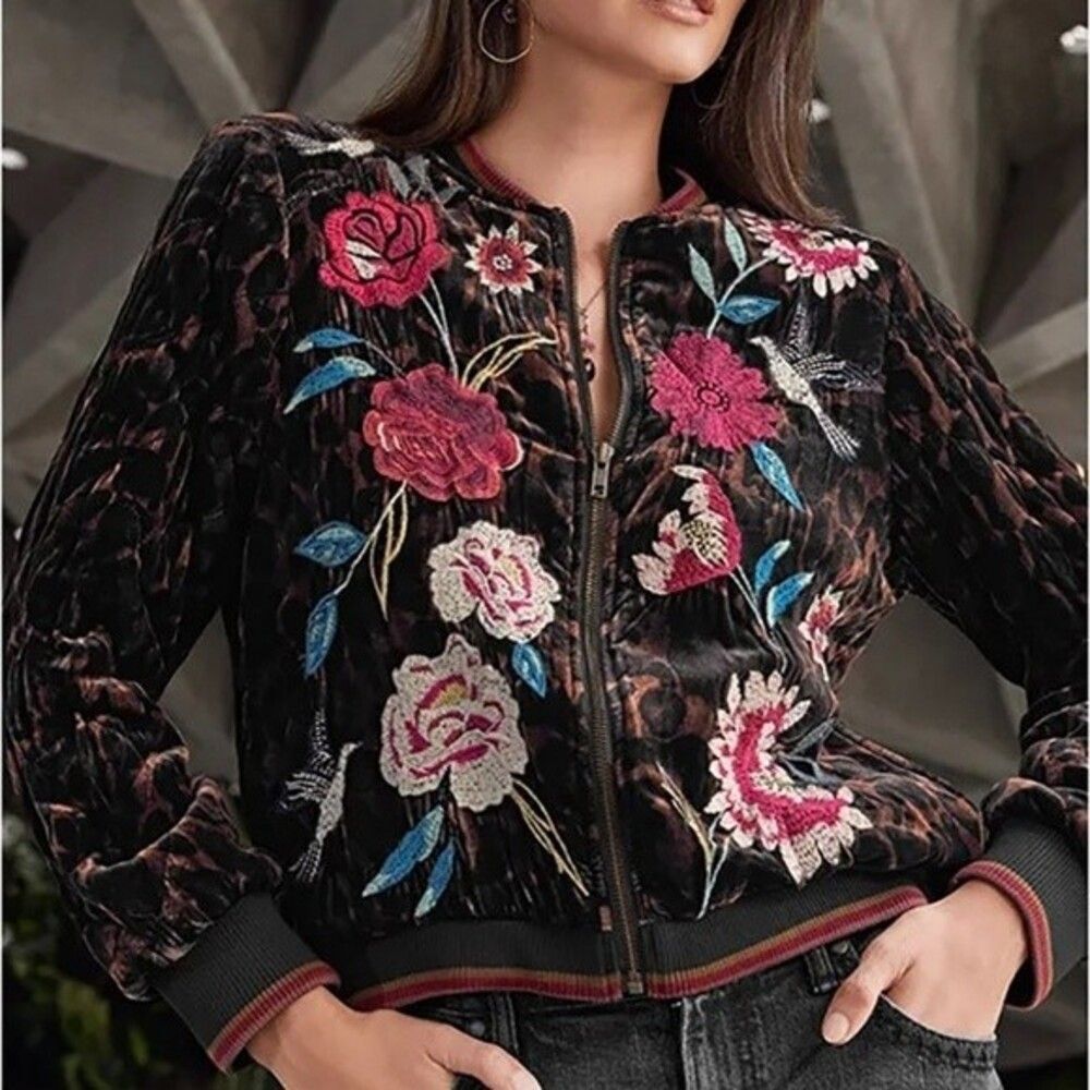 Johnny Was Junia Velvet Quilted Jacket size xs nwot
